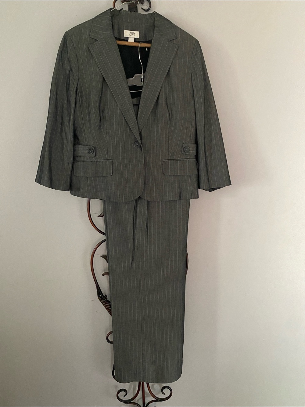 LOFT Gray Pinstripe Women's Two-Piece Suit
